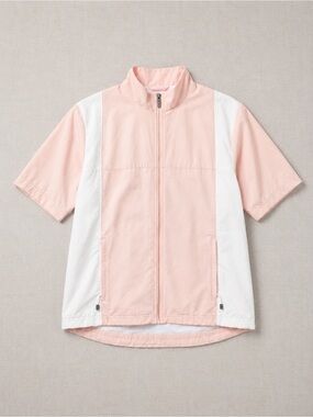 adidas Light Pink & White Short Sleeve Zip Jacket